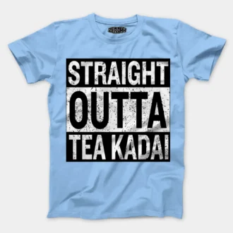 Straight Outta Tea Kadai Men/Unisex T-Shirt in Baby Blue Color