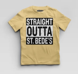 Straight Outta St. Bedes Boys Round Neck T-Shirt in Beige Color