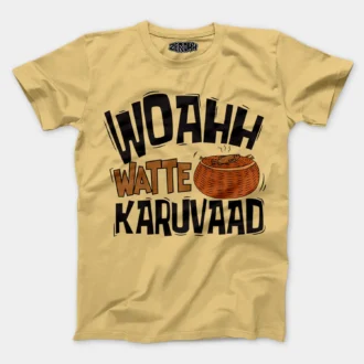 Woahh!! Watte Karuvaad Men/Unisex T-Shirt in Beige Color