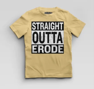 Straight Outta Erode Boys Round Neck T-Shirt in Beige Color