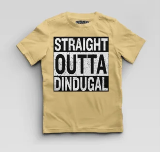 Straight Outta Dindugal Boys Round Neck T-Shirt in Beige Color