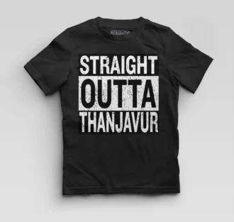 Straight Outta Thanjavur Boys Round Neck T-Shirt in Black Color
