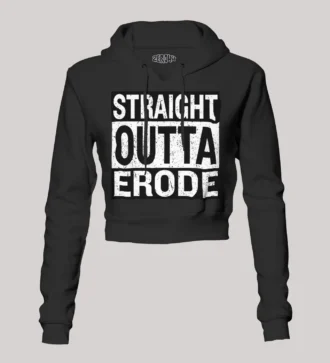Straight Outta Erode Women's Crop Hoodies in Black Color