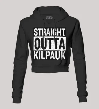 Straight Outta Kilpauk Women's Crop Hoodies in Black Color