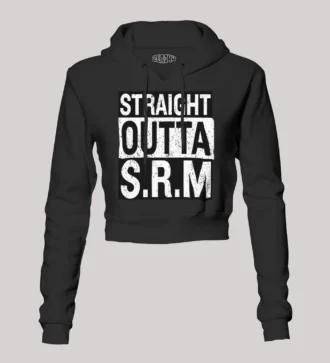 Straight Outta Srm University Women's Crop Hoodies in Black Color