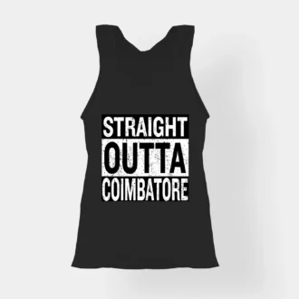 Straight Outta Coimbatore Women's Tank Top in Black Color