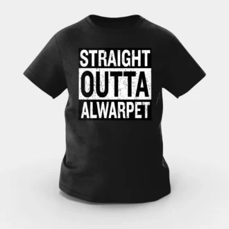 Straight Outta Alwarpet Girls Round Neck T-Shirt in Black Color