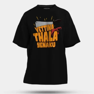 Vettina Thala Yenaku Men/Unisex Oversized T-Shirt in Black Color