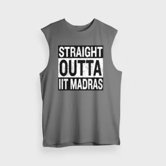 Straight Outta Iit Madras Men/Unisex Tank Top in Charcoal Melange Color