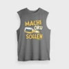 Machi Oru Quater Sollen Men/Unisex Tank Top in Charcoal Melange Color