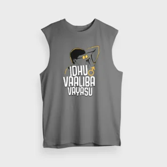 Idhu Vaaliba Vayasu Men/Unisex Tank Top in Charcoal Melange Color