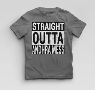 Straight Outta Andhra Mess Boys Round Neck T-Shirt in Charcoal Melange Color
