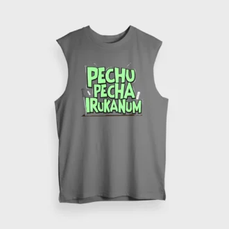Pechu Pecha Irrukanum Men/Unisex Tank Top in Charcoal Melange Color