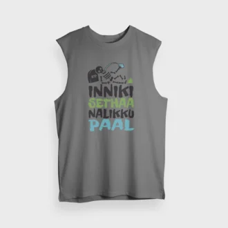Inniki Setha Nalaiku Paal Men/Unisex Tank Top in Charcoal Melange Color