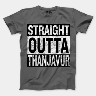 Straight Outta Thanjavur Men/Unisex T-Shirt in Charcoal Melange Color
