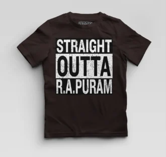 Straight Outta R.a Puram Boys Round Neck T-Shirt in Coffee Brown Color