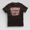 Humans Ah Da Neenga Ellam? Boys Round Neck T-Shirt in Coffee Brown Color