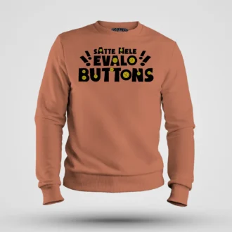 Satte Mele Evalo Buttons Men/Unisex Sweatshirt in Coral Color