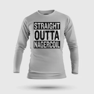 Straight Outta Nagercoil Men/Unisex Long Sleeve T-Shirt in Grey Melange Color