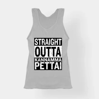 Straight Outta Kannamma Pettai Women's Tank Top in Grey Melange Color
