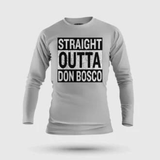 Straight Outta Don Bosco Men/Unisex Long Sleeve T-Shirt in Grey Melange Color
