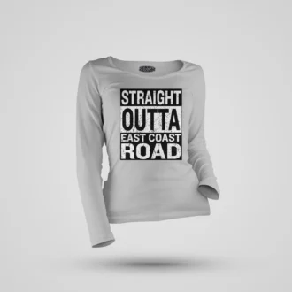 Straight Outta Ecr Women's Long Sleeve T-Shirt in Grey Melange Color