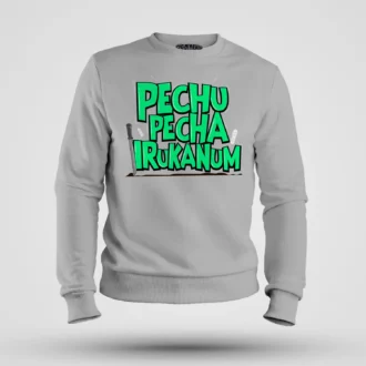 Pechu Pecha Irrukanum Men/Unisex Sweatshirt in Grey Melange Color