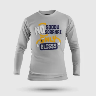 No Soodu No Soranai Only Blissssssss Men/Unisex Long Sleeve T-Shirt in Grey Melange Color