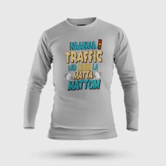 Naanga Traffic And Lovu La Matta Mattom Men/Unisex Long Sleeve T-Shirt in Grey Melange Color