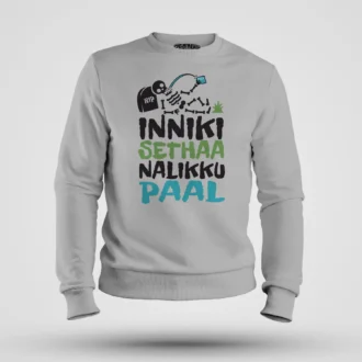 Inniki Setha Nalaiku Paal Men/Unisex Sweatshirt in Grey Melange Color