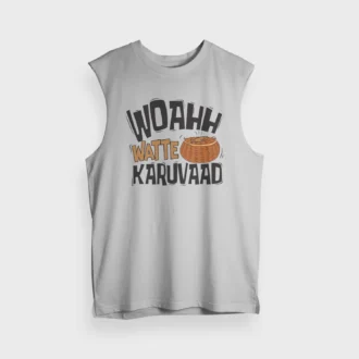 Woahh!! Watte Karuvaad Men/Unisex Tank Top in Grey Melange Color