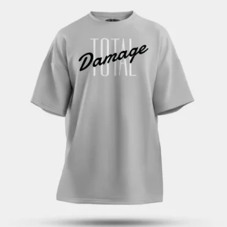 Total Damage Men/Unisex Oversized T-Shirt in Grey Melange Color
