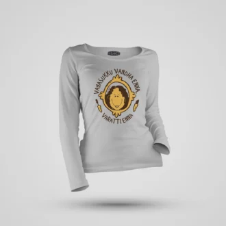 Vayasuku Vantha Enna Varati Enna Women's Long Sleeve T-Shirt in Grey Melange Color