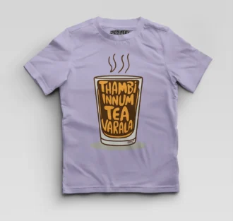 Thambi Innum Tea Varala Boys Round Neck T-Shirt in Lavender Color