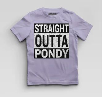 Straight Outta Pondy Boys Round Neck T-Shirt in Lavender Color