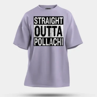Straight Outta Pollachi Men/Unisex Oversized T-Shirt in Lavender Color