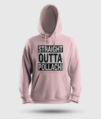 Straight Outta Pollachi Men/Unisex Hoodie in Light Baby Pink Color