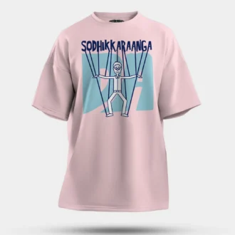 Sodhikkaraangada Men/Unisex Oversized T-Shirt in Light Baby Pink Color