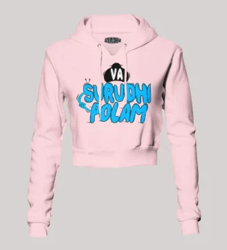 Va Surudhi Polam Women's Crop Hoodies in Light Baby Pink Color