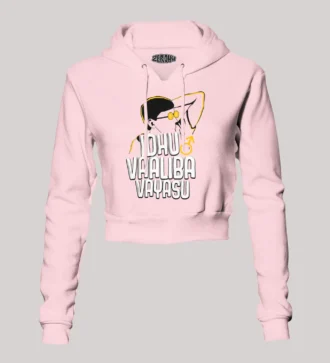 Idhu Vaaliba Vayasu Women's Crop Hoodies in Light Baby Pink Color