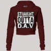 Straight Outta Dav Women's Crop Hoodies in Maroon Color