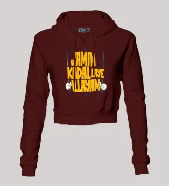 Jamin, Kadal Laye Illayam Women's Crop Hoodies in Maroon Color