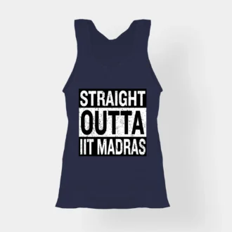 Straight Outta Iit Madras Women's Tank Top in Navy Blue Color