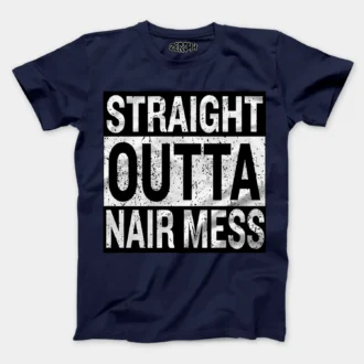 Straight Outta Nair Mess Men/Unisex T-Shirt in Navy Blue Color