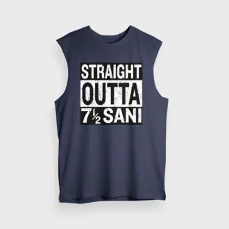 Straight Outta Sani - English Men/Unisex Tank Top in Navy Blue Color