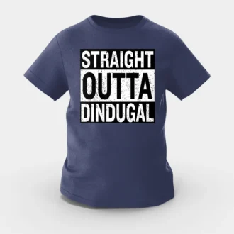 Straight Outta Dindugal Girls Round Neck T-Shirt in Navy Blue Color