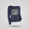Straight Outta Pondy Women's Long Sleeve T-Shirt in Navy Blue Color