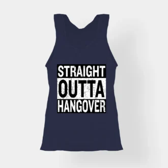 Straight Outta Hangover Women's Tank Top in Navy Blue Color
