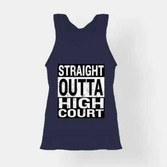 Straight Outta High Court Women's Tank Top in Navy Blue Color