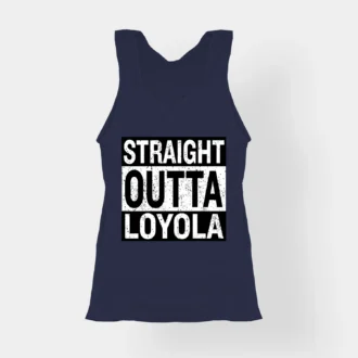 Straight Outta Loyola Women's Tank Top in Navy Blue Color